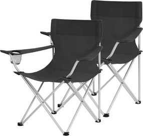 Kempingové stoličky ROVER, set 2ks, čierna SongmicsHome