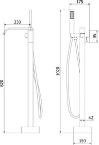 Mexen Lava, voľne stojaca vaňová batéria, zlatá lesklá, 752433-50