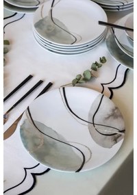 24-dielna jedálenská súprava, sivá/zelená, porcelán