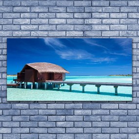Obraz na akrylátovom skle More pláž dom architektúra 120x60 cm
