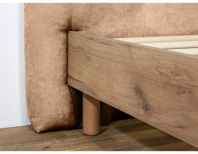 Svetloružová čalúnená dvojlôžková posteľ s roštom 180x200 cm Kumo – Bobochic Paris