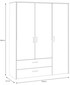 Šatníková skriňa URO 152x190 cm dub artisan/biela