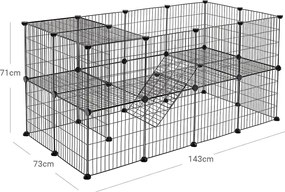 2-poschodová kovová ohrádka pre domáce zvieratá, prispôsobiteľná, čierna