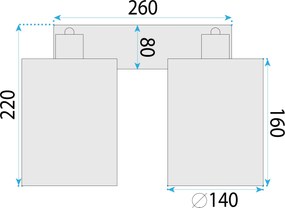 Toolight Toolight, nástenné svietidlo 2xE27, APP1824-2W, čierna matná-hnedá, OSW-09316