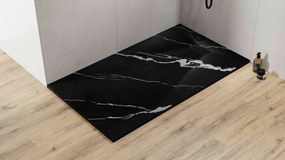 Besco Obdĺžniková sprchová vanička z SMC kompozitu VEXO MARBLE BLACK R 100x80 (120x80, 120-180x90) BESCO-Rozmery: 100x80