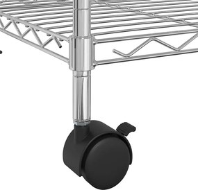 Multidom Regál so 4 policami na kolieskach 90x35x142 cm chrómový 200 kg