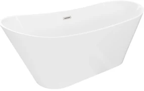 Mexen Dora, voľne stojaca vaňa 150 x 75 cm, biela, prepad brúsený nikel, 52071507500-97