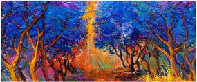Obraz - jesenné koruny stromov, moderný impresionizmus (120x50 cm)