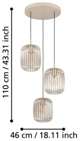 Eglo 900687 - Luster na lanku ROMAZZINA 3xE27/40W/230V béžová