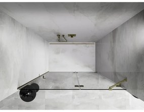 Mexen, Mexen Lunar pravé otočné sprchové dvere 140 cm, transparentné, brúsené zlato - 834-140-000-55-00-P
