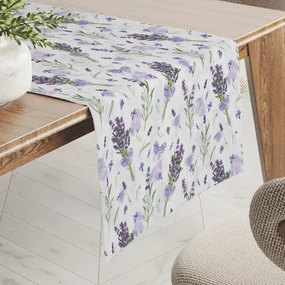 Biante Dekoračný behúň na stôl PML-085 Vetvičky levandúľ na bielom 45x120 cm