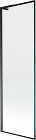 Mexen Next L, 1-krídlová vaňová zástena 60 x 150 cm, 6mm číre sklo-čierny vzor, čierny profil, 895-060-000-03-70-70