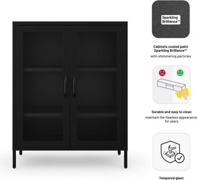 Čierna nízká sklenená vitrína GINA Modern 800 x 1015 x 400 mm