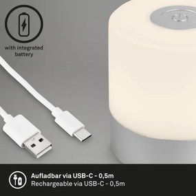 Briloner -LED stmievateľná nabíjateľná dotyková vonkajšia stolná lampa LED/2W/5V 2700K IP44 matný chróm