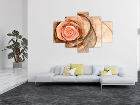 Obraz - Abstraktné ruže ružová s bielym pozadím (150x105 cm)