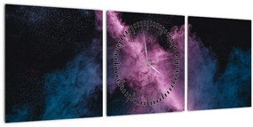 Obraz - Ružovo-modrý dym (s hodinami) (90x30 cm)