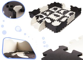 KIK Penové puzzle podložka / ohrádka pre deti 25 kusov čierna a biela