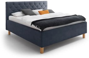 Čalúnená posteľ kartika s úložným priestorom 160 x 200 cm modrá MUZZA