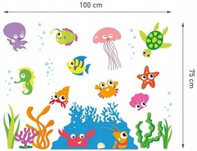Farebné samolepky podmorský svet 100 x 75 cm