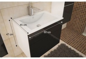AKCIA Biela skrinka pod umývadlo MASON BL13, čierny vysoký lesk HG II. akosť