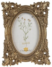 Zlatý antik fotorámik s kvetmi Romantique - 16*3*21 cm / 10*15 cm