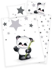 Herding Flanelové obliečky pre bábätká Panda a hviezdičky 100x135/40x60cm