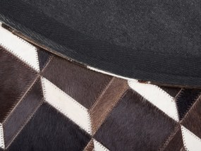 Okrúhly kožený koberec ⌀ 140 cm hnedý AGIOS Beliani