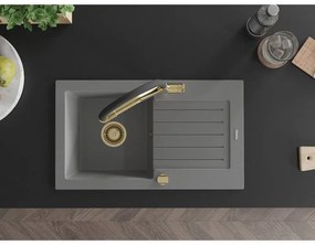 Mexen Pablo, granitový drez 752x436x161 mm, 1-komorový a drezová batéria Duo, šedá, 6510-71-671701-57-G