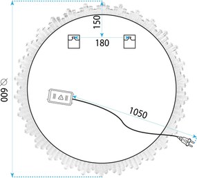 Rea Zrkadlo ⌀60 cm s regulovateľným LED osvetlením HOM-01500