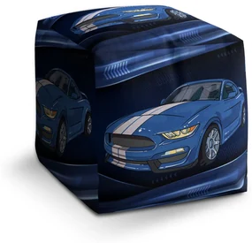 Sablio Taburet Cube Mustang Modré pozadie s pruhmi: 40x40x40 cm