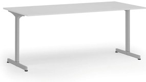Kancelársky stôl PRIMO BETA, 180x90 cm, sivá podnož, biela