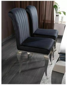 Sametová jídelní židle Prince černá/chrom