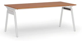 Kancelársky stôl PRIMO SIGMA, 1800 x 900 mm, biela podnož, čerešňa