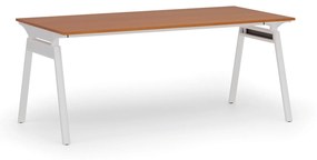 Kancelársky stôl PRIMO SIGMA, 1800 x 900 mm, biela podnož, čerešňa