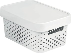 Curver Úložný box INFINITY 4,5l s vekom biely dierovaný