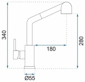 Rea Troy, stojanková kuchynská batéria 34 cm, oceľová, REA-B6301