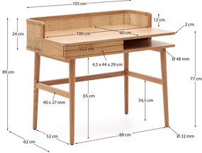 Pracovný stôl v dekore jaseňa 62x105 cm Araxi – Kave Home