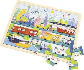 Puzzle na podstavci Viga 44582 48 dielikov - spoznávanie dopravy v meste