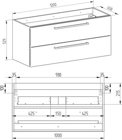 Mereo Bino, kúpeľňová skrinka 120 cm, dub Arlington, MER-CN623SN