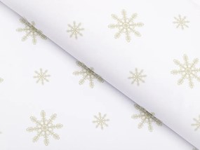 Biante Teflónový štvorcový obrus TF-102 Vianočné béžové vločky na bielom 140x140 cm