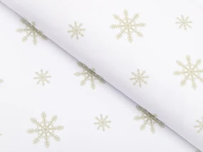 Biante Teflónový behúň na stôl TF-102 Vianočné béžové vločky na bielom 45x120 cm
