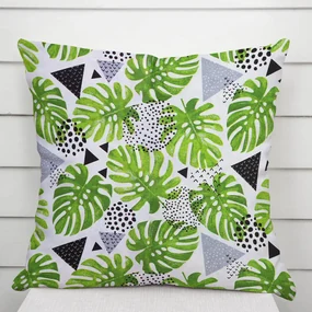 Biante Bavlnená obliečka na vankúš Sandra SA-175 Zelené listy Monstera 30 x 50 cm