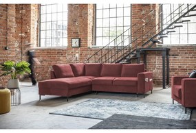 Ružová zamatová rozkladacia rohová pohovka (ľavý roh) Lofty Lilly – Miuform