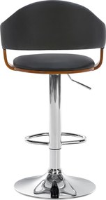 Barová stolička Nilse - koženka, chróm rám - orech/čierna