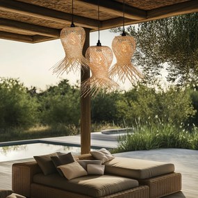 Orientálna vonkajšia závesná lampa bambus 3-svetlo IP44 - Carlos