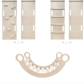 Lezecká súprava 3v1 stredná – hojdačka, šmykľavka a lezecká stena Biela