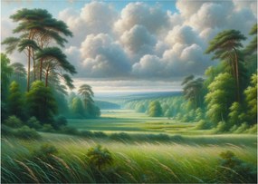 Sklenený obraz - Zelená krajina (70x50 cm)