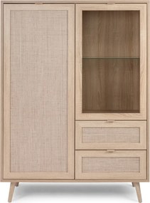 Vysoká skrinka s presklením Bali, dub sonoma/výplet