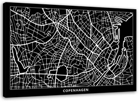 Obraz na plátně Mapa města Kodaň - 60x40 cm