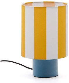 Žltá/modrá stolová lampa s textilným tienidlom (výška 25 cm) Ciral – Kave Home